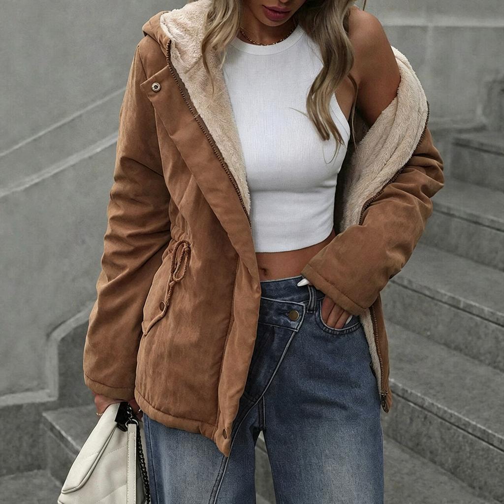 Chaqueta acolchada casual con capucha para mujer - Abrigo de invierno de corte holgado