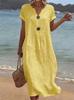 Summer European and American New Seaside Vacation White Women's Casual Solid Color Cotton and Linen Dress Mixed Batch