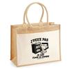 Jute Tote Bag with Pocket I Can't I'm a Housekeeper I Can't Minimalist | Jute and Cotton Canvas 21 L Flat Bottom Handles