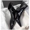 Autumn and Winter New Patent Leather Short Boots Women's Sexy Pointed Thin High Heels Thin Boots Commuting Temperament Small Ankle Boots