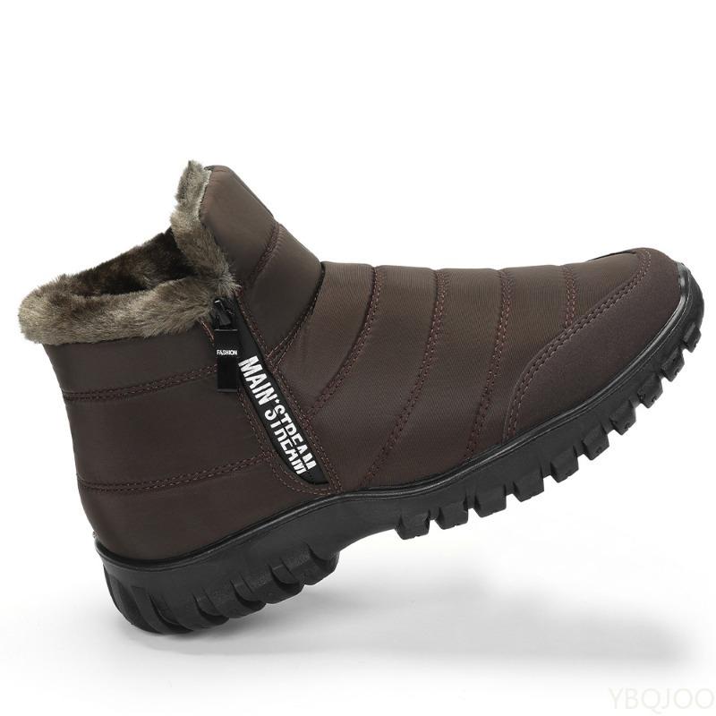 Winter Thick Warm Cotton Shoes with High Top Solid Color Simple Comfortable Anti Slip Wear-resistant Men's Snow Boots