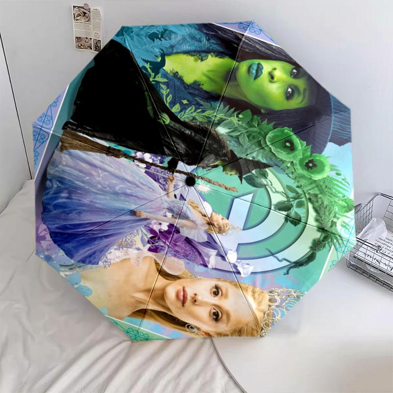 1PC Witch Princess  Automatic Umbrella - Suitable Travel Outdoor Portable Umbrella Birthday Gift Daily Essentials