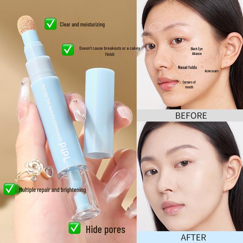 PIPL Aufhellender Concealer Stift: Feuchtigkeitsspendender flüssiger Concealer für Hautunreinheiten, Aknenarben & Augenringe.