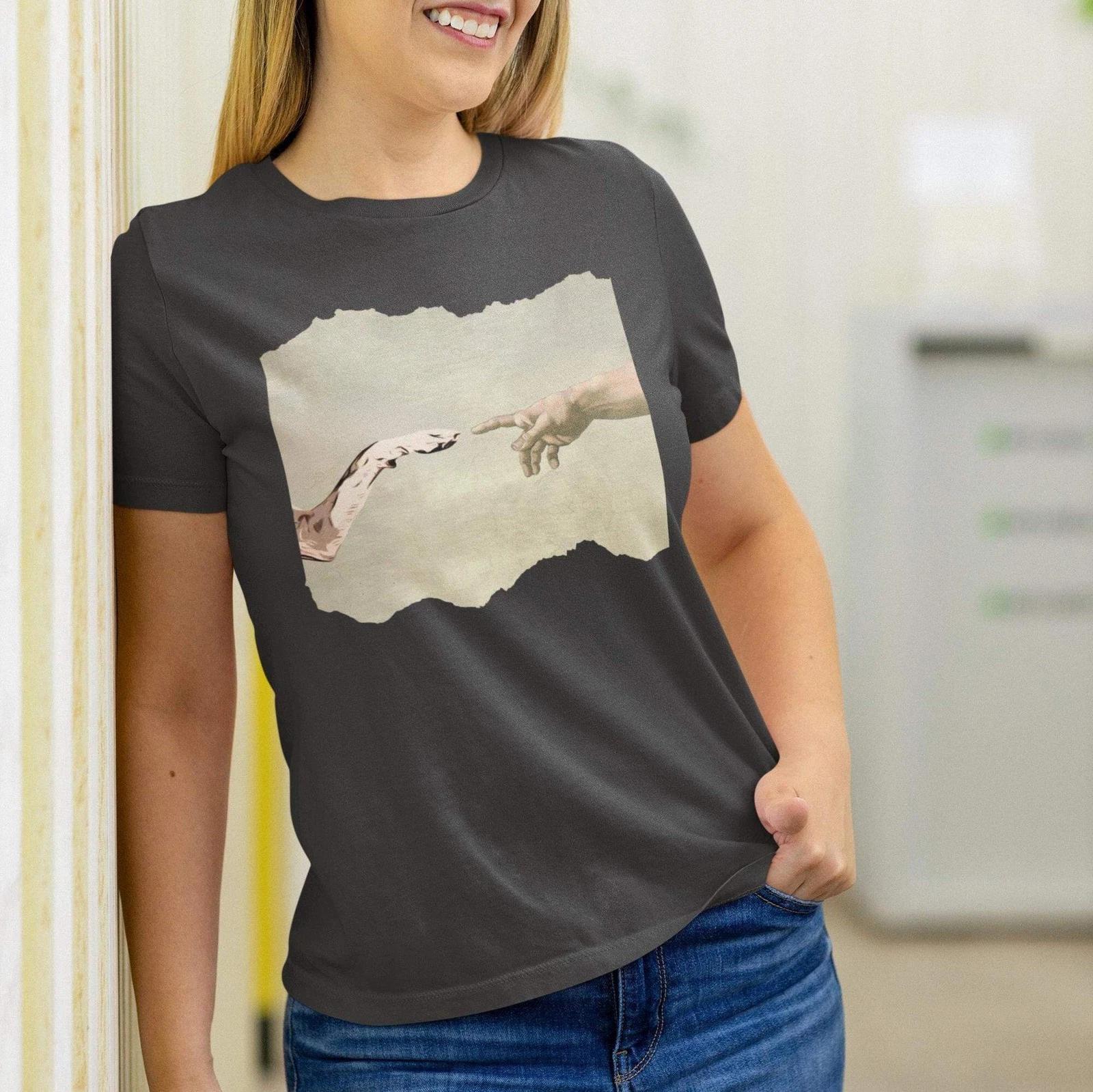 Dog Lover Shirt - Human Hand and Paw Design S