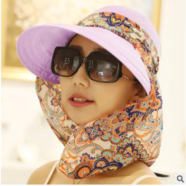 Summer sun hat women's sun hat cycling outdoor folding beach sun hat women's summer big edge face cover summer hat