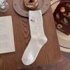 Fall/Winter Women's Spring/Summer Fine Combed Cotton Mid-Calf Stockings with Mushroom Embroidery and Boneless Layered Design