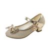 Sequins Girl Leather Shoes Spring Autumn Versatile Children Catwalk Princess Shoes Fashion Wedding Party Kids Bowknot High Heels