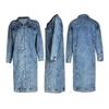 Giacca Retro da Donna Slim Fit Denim Lavato Lunghezza Media Collo a Revers Bottoni