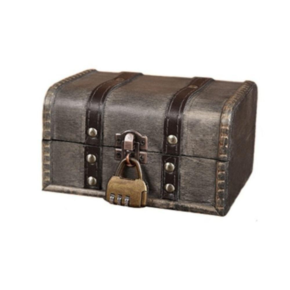 

Дерев яна коробка-органайзер для ювелірних виробів Антикварна коробка для зберігання Вишукана ретро скринька для скарбів Дрібниці Grey-C