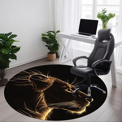 1pc Lion Head Carpet for Office Non-Slip, Round Carpet, Soft & Comfortable, Carpet for Office, Lightweight Round Floor Mat Yy251226088