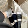 Female Spring and Autumn New Pure Color Vertical Bar College Wind High Tube Stack Socks