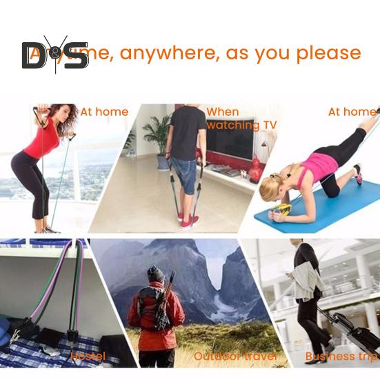 Fitness Resistance Band with Anti-slip Handle Portable Men Women Arm Shoulder Stretch Strength Training Leg Toning Exercise Elastic Strap Tension