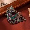 Vintage Horse Brooch Retro Rhinestone Pin Women Men Zinc Alloy