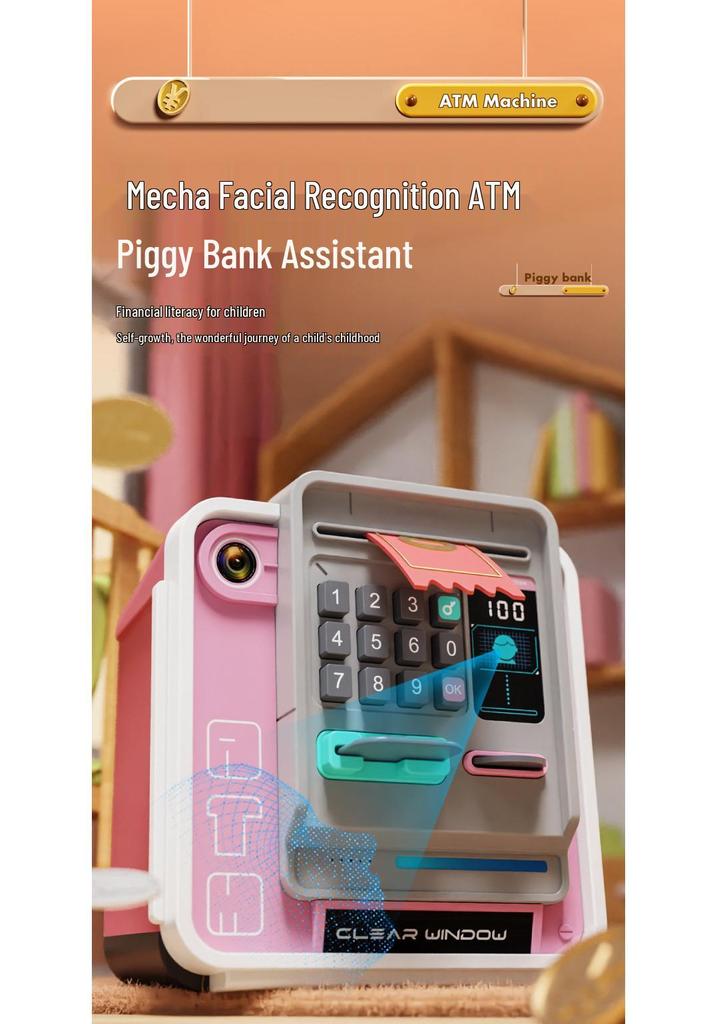 Children's ATM Savings Box: Automatic Deposit & Withdraw, Password-Protected Money Box for Boys & Girls.