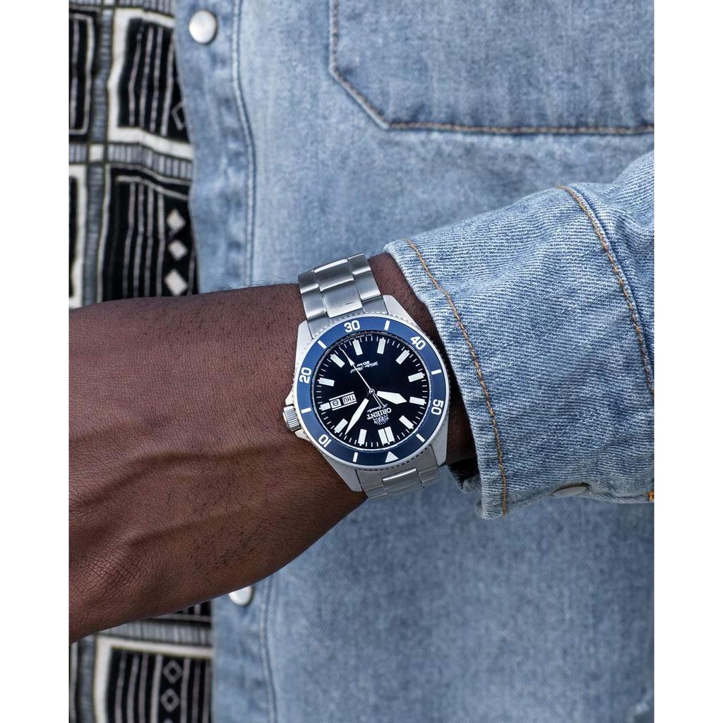 Orient "Kanno" Japan Automatic/Manual Diver Style Watch, Blue Dial, Stainless Steel Bracelet.