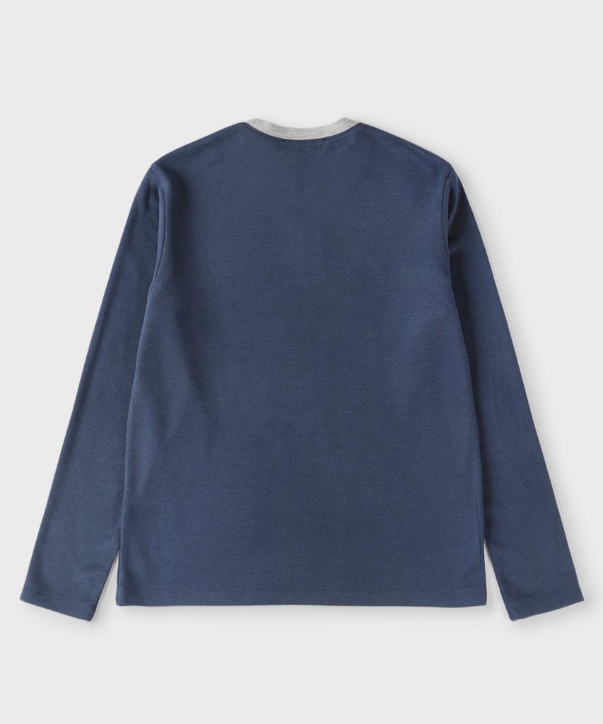 PANICALE Navy Soft Color Block Round T-Shirt