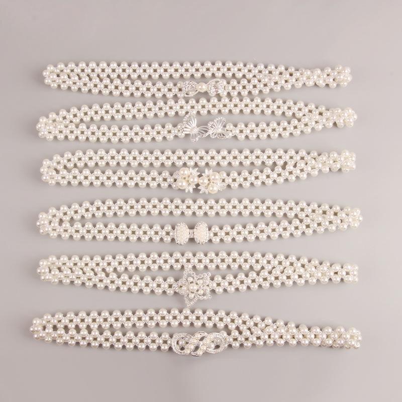 Flower Waist Chain Versatile Waist Belt Pearl Diamond Dress Belt Women Belt Wedding Designer Pearl Female Belt
