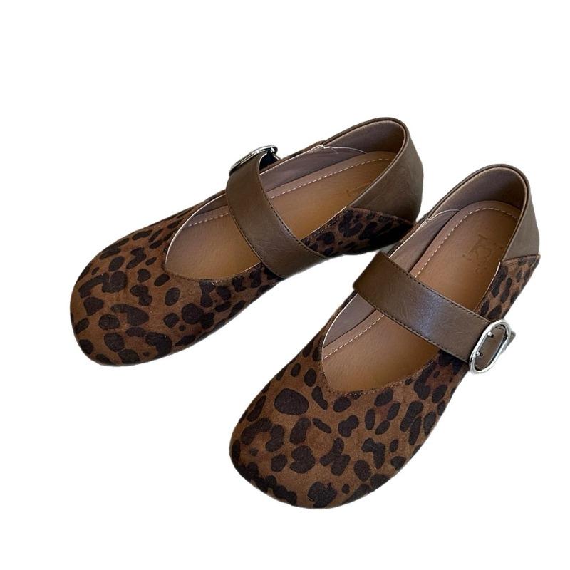 Retro versatile one-word with shallow mouth Mary Jane women's shoes, new one-pedal flat-soled comfortable ballet shoes