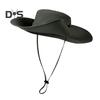 Men Fisherman Hat Flat Top Wide Brim Breathable Sun Hat Adjustable Windproof Drawstring Sun Protection Hat