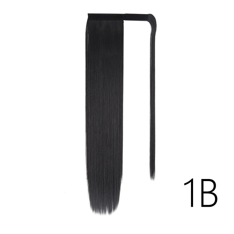 MERISIHAIR Women Long Straight Ponytail Wig Black Brown Synthetic High Temperature Fiber Ponytail Hair Extensions Daily Use