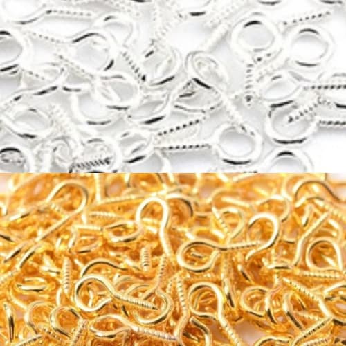HappyHome Eyelets, Screw Eyelets, Approximately 420 Pieces, for Jewelry Making, Handmade Crafts, DIY, and Crafts, Includes Small Case (Gold x Silver)
