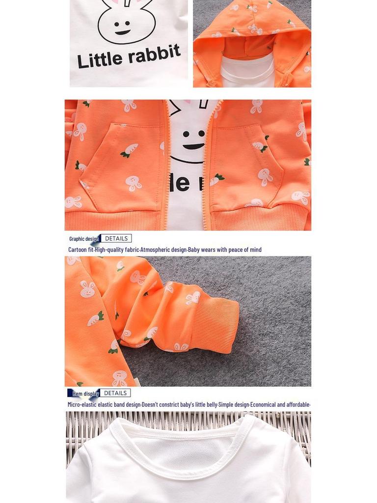 Modisches Frühlings- und Herbst-Sweatshirt-Set für Mädchen, Alter 2-3 - Langarm, dreiteiliges Outfit