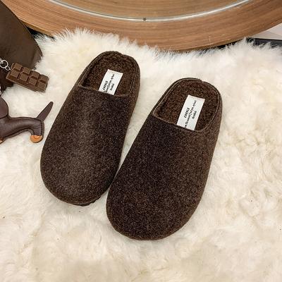 Thick-soled Fluffy Shoes with Plush Bag Head Birkenstocks Slippers Elegant Fairy Style Lazy Shoes Wear 22 Autumn and Winter Models