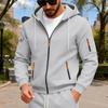 Men's Loose Hooded Zipper Arm Pocket Cardigan Men's Sports Casual Sweatshirt Jacket