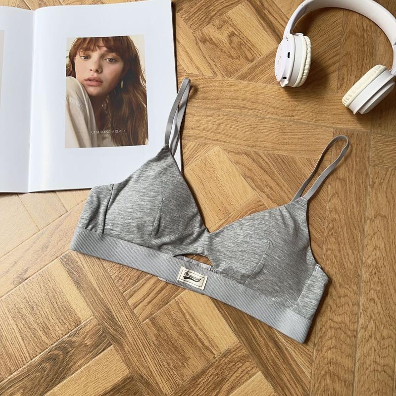 Vintage dopamine sports style underwear women's summer sexy thin small breasts gather triangle cup bra cover