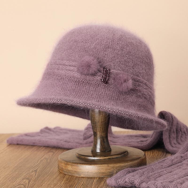 Middle-aged Elderly Autumn and Winter Rabbit Fur Knitted Hat Old Lady Fisherman Hat Children Thickened Warm Grandma Wool Hat