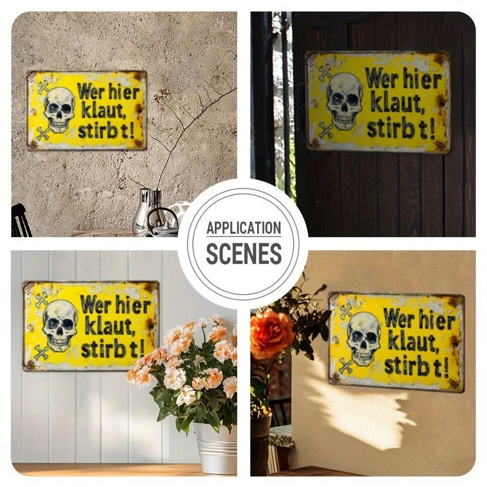 Vintage Metal Tin Sign Skull Crossbones Retro Wall Plaque Garage Bar Cafe Decoration 8x12 Inch