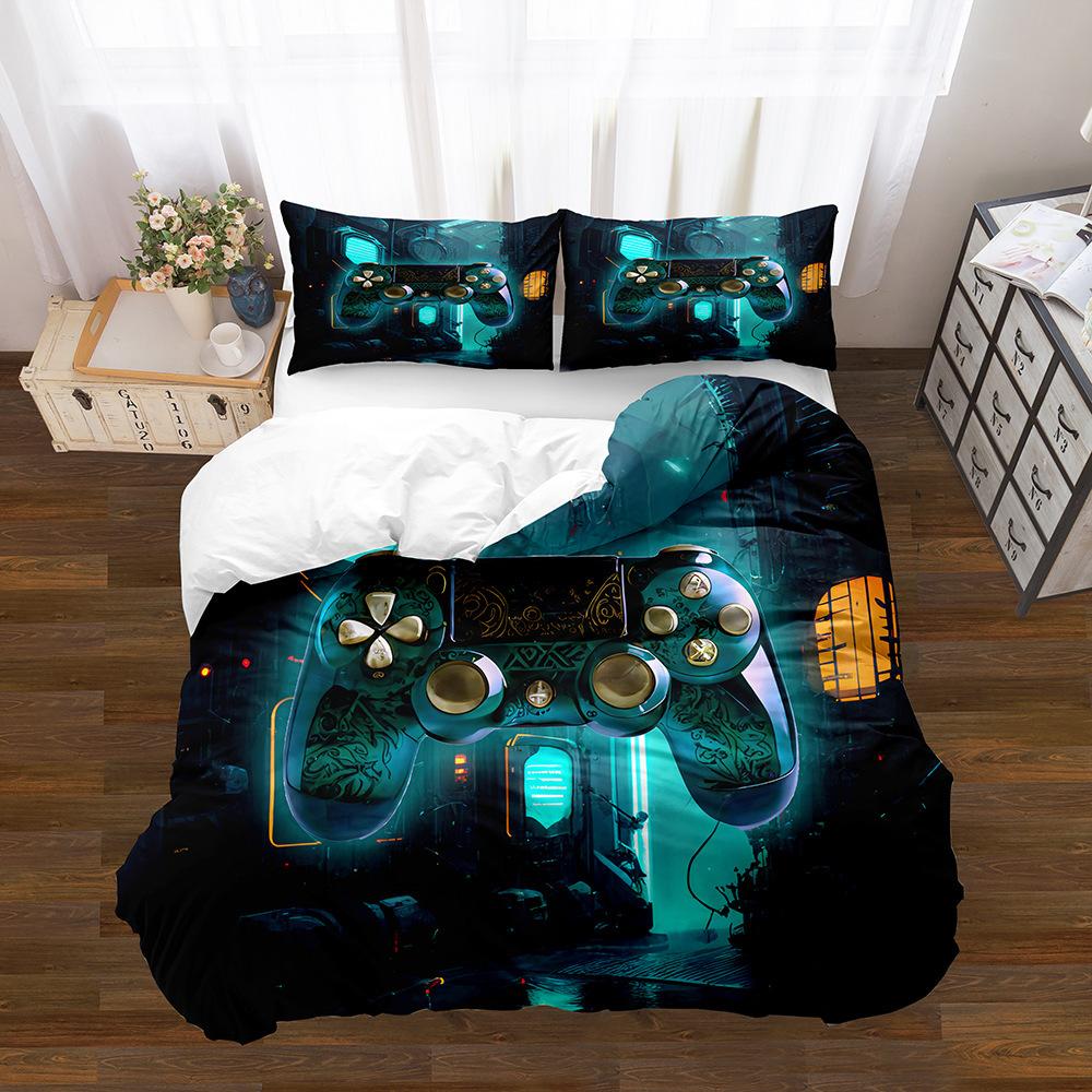 

Game controllers Painting Bedding Set Game consoles Teenage gaming themes Quilt Cover Pillowcase Comforter Cover Gifts 228x228cm-3pcs