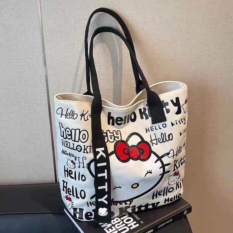Cute Cartoon Canvas Tote Bag - Large, Versatile, Single Shoulder Bag for Women