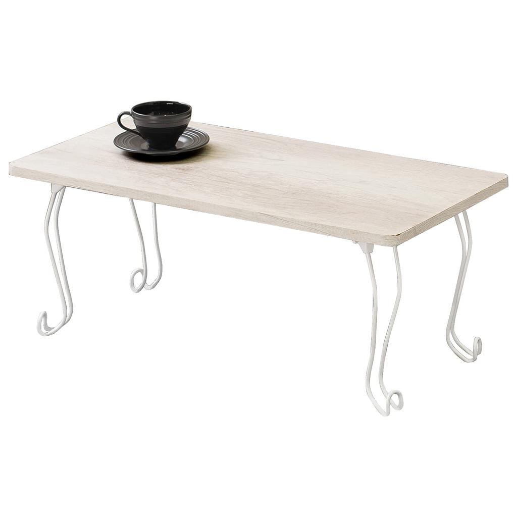 Hagihara Coffee Center Wood Grain Top with Steel Cat Fully Living Room Sofa 80cm White MT-6862WS Table, Table, Desk, Legs, Foldable, Assembled,