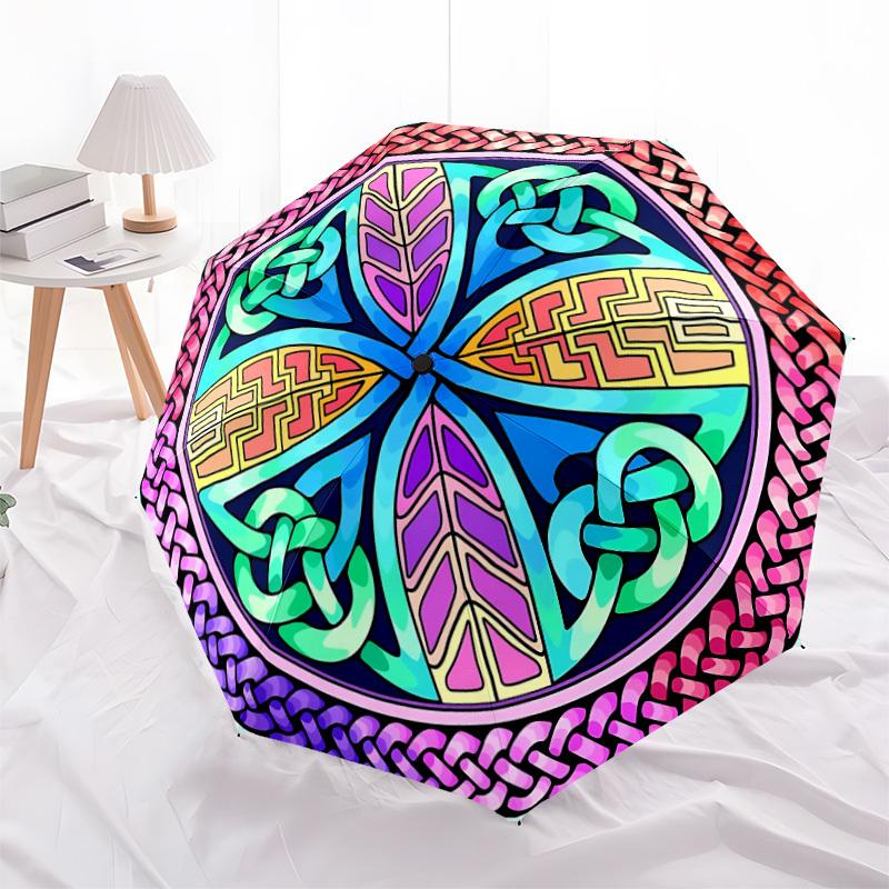 1pc Celtic Knot Mandala Folding Umbrella , 8 Ribs Casual Durable Lightweight Portable Travelling Umbrella For Men & Women yy250728104