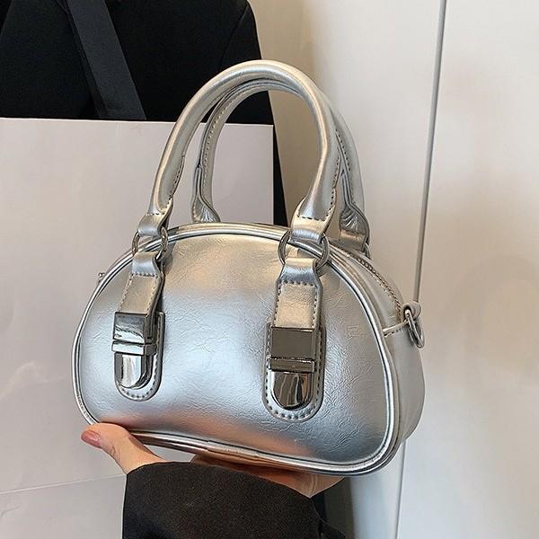 

New Women s Bag Guangzhou Trendy Fashion Shell Bag Versatile Silver Crossbody Bag Korean Style Handheld Bowling Bag серебряный