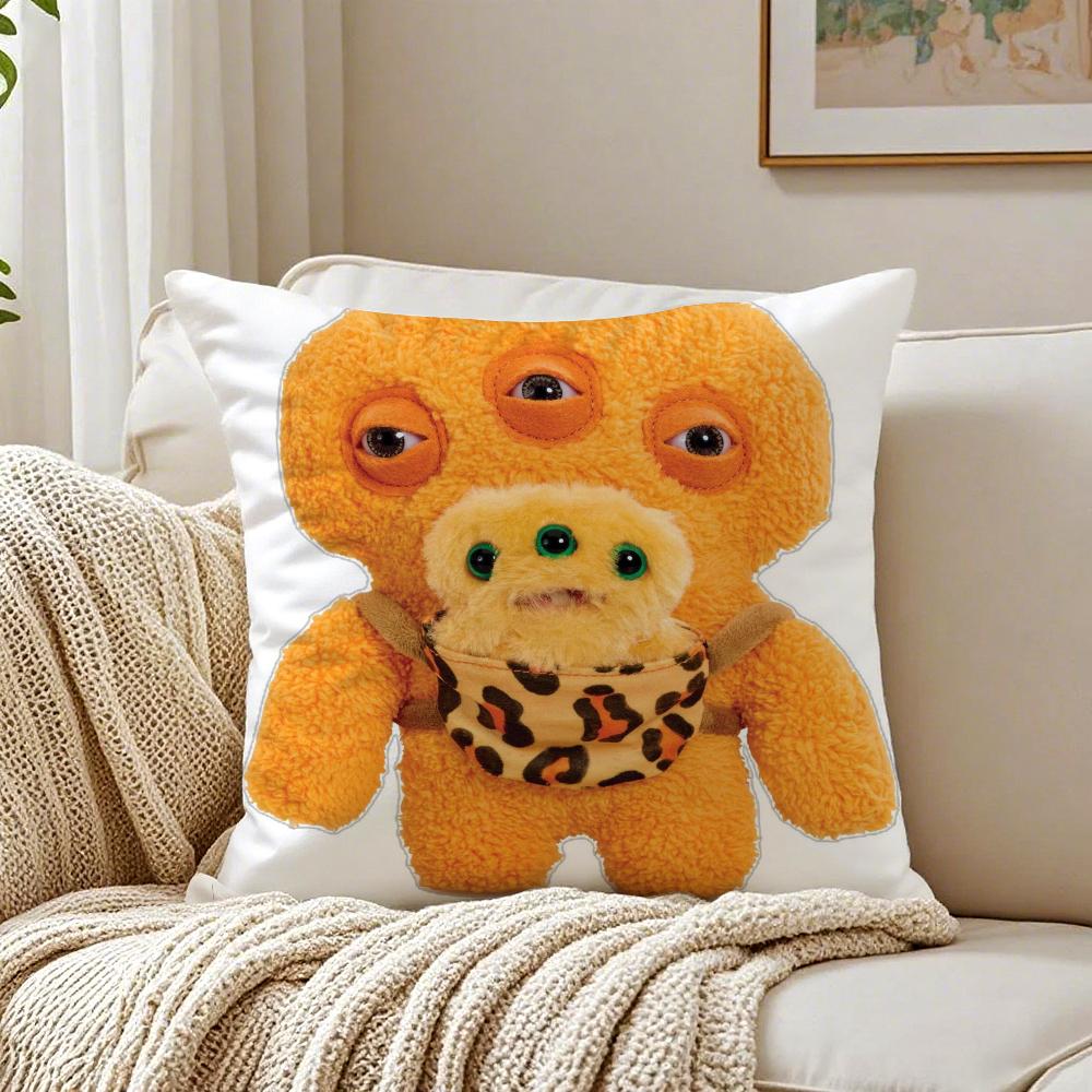Weird Unique Toy FFuggler DDolls Cushion Cover Linen Pillowcase Soft for Sofa Bed Home Room Decor