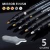 5 Pcs Chrome Mirror Marker Pen 2Mm Diy Reflective Paint Pens Permanent Gold Silver Copper Marker Model Painting Marking