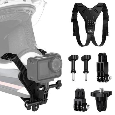 CONCEITO Suporte de Queixo para Capacete Compatível com Insta360 X5 X4 X3 GoPro 13 12 11 10 9 DJ IOSMO Action 5 Pro 4 Acessório para Câmera de Ação K&F - / / 3, etc. -