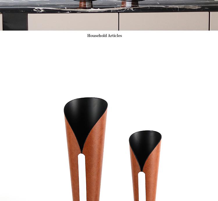 Contemporary Abstract Leather Torch Flower Vase Ornament for Home Decor