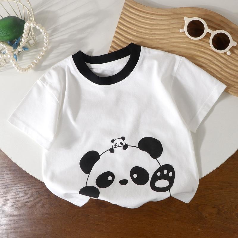 Boys T-shirts Summer Tops for Kids Cartoon Short-sleeve Girls Tees Candy Color Children Shirts Cotton Teenager Clothes