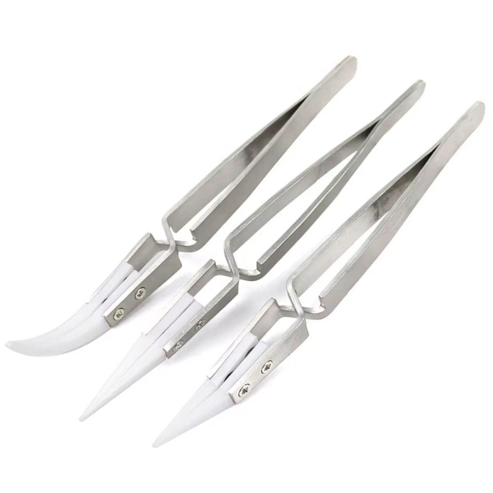 3 PCS Straight Tip Soldering Tweezers Reverse Anti-Static Tweezers Durable Ceramic Tweezer  Repair