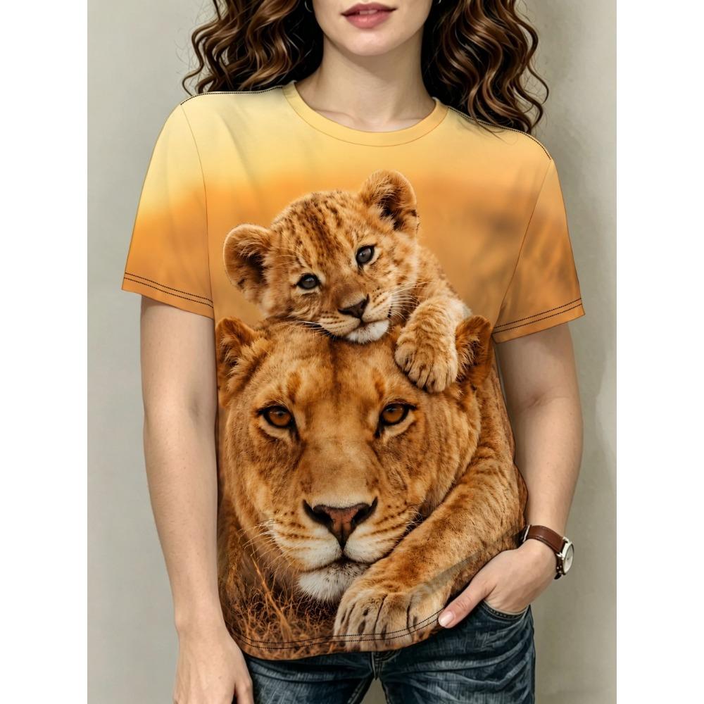Damesmode T-shirts met korte mouwen 3D Luipaardprint Dierlijke T-shirts Zomer Dames Casual Sneldrogende Pullovers Streetwear Tops