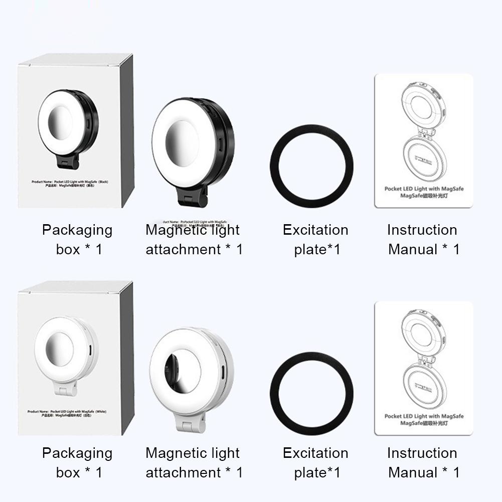 Magnetic Phone Selfie Light W/ Magnetic Ring Foldable LED Fill Light Phone Live Streaming Beauty Light for Vlog Live Streaming