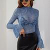 Die neue sexy Cashew Flower Lace Slim Fit sieht schlank aus und trägt ein Oberteil mit Glockenärmeln für Frauen im Inneren