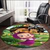 Masha and The Bear Print Round Rug, Washable Floor Carpet, For Entryway Dorm Laundry Room Office Study, Home Decor Birthday Christmas Gift