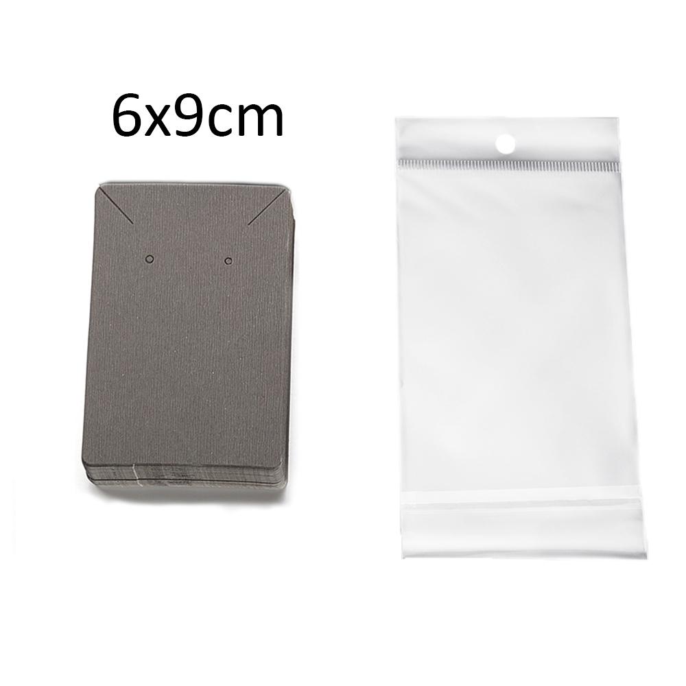 50 Jeux de Cartes pour Boucles d'Oreilles et 50 Pièces de Sacs Cartes d'Exposition pour Colliers Boucles d'Oreilles Sacs Auto-adhésifs Carte en Papier Kraft pour Emballage de Bijoux DIY