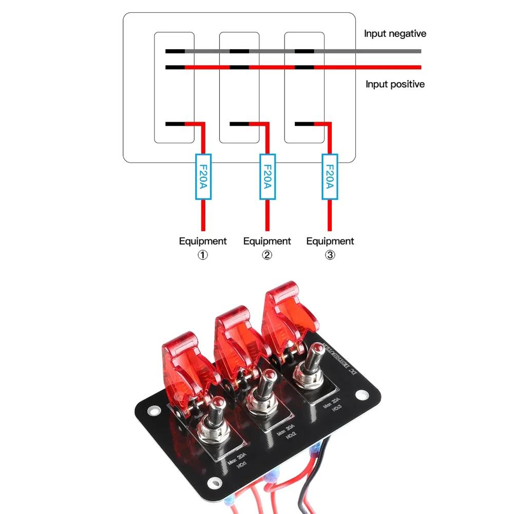 12/24V 3-Position Auto LED Racing Car Ignition Engine Start on/Off Push Toggle Switch Panel Car Boat Caravan Modification