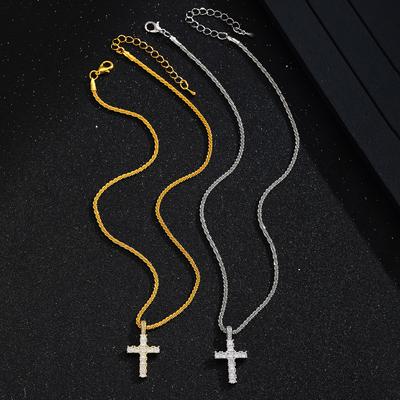 Diamant-Kreuz-Anhänger-Halskette Herren-Accessoires in Nische Licht Luxus Premium Pullover Kette