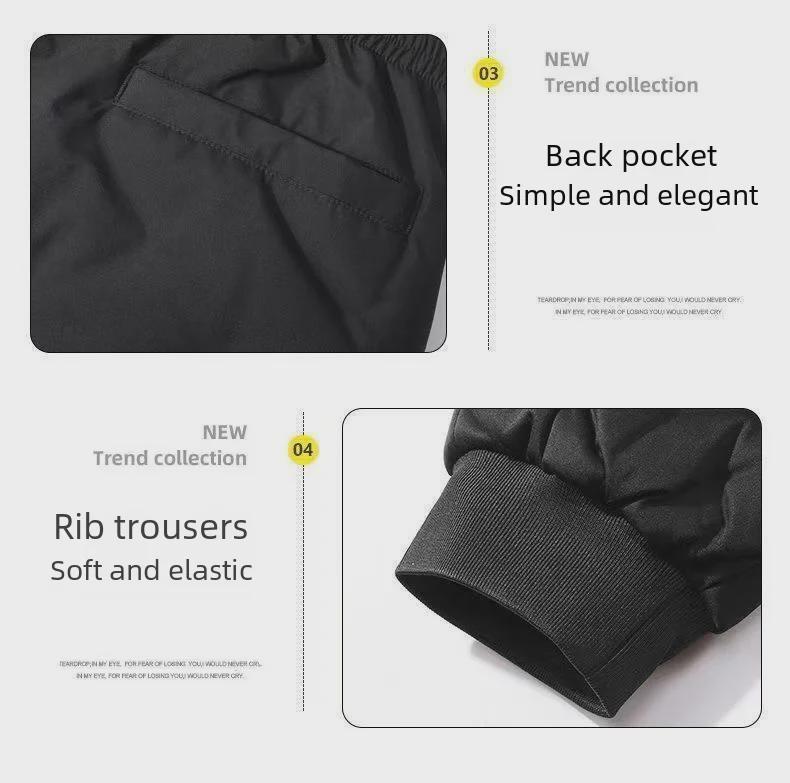 Men's Large White Windproof & Rainproof Cotton Pants – Warm Winter Casual Wear with Cuffs for Middle-Aged & Elderly